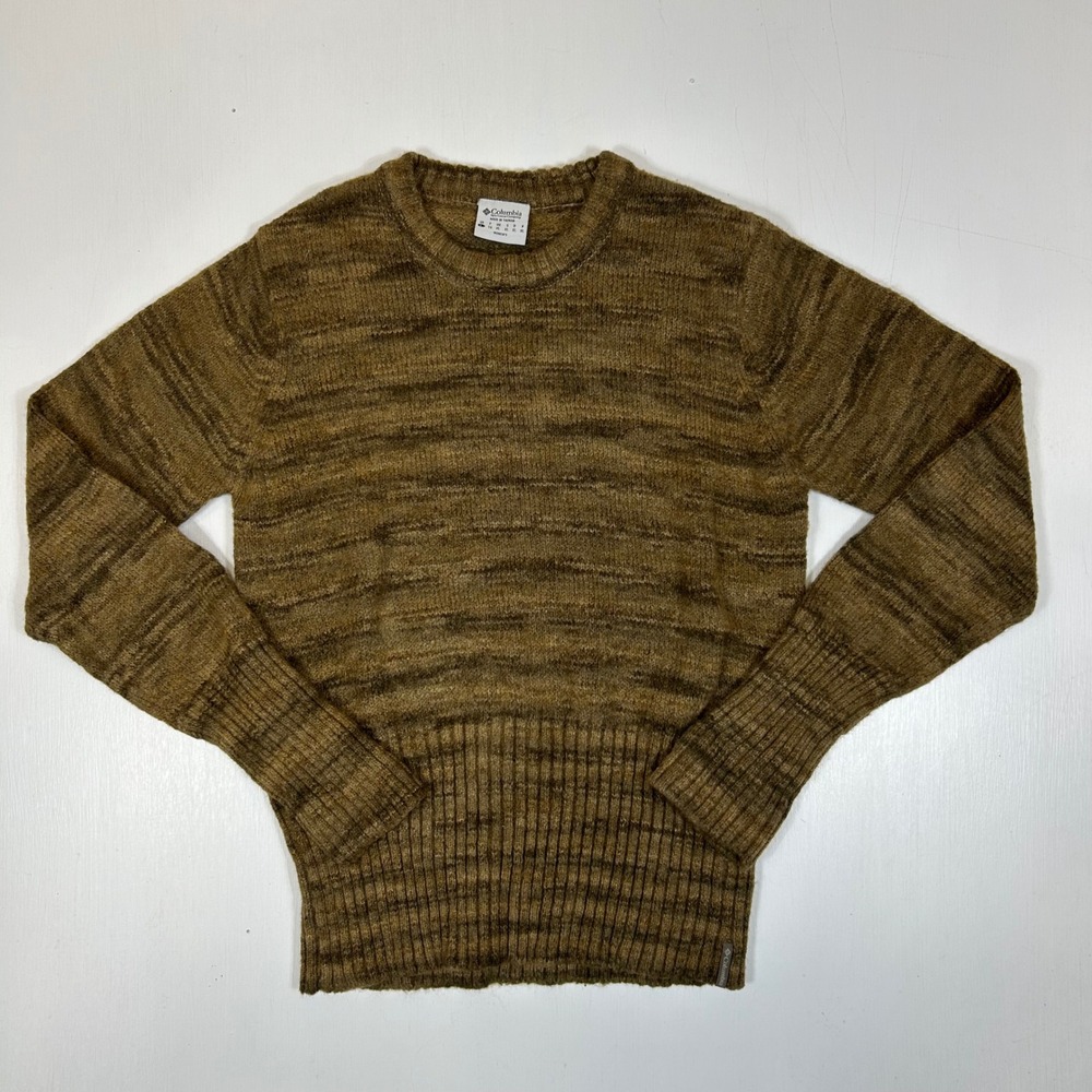 Columbia Womens Space Dye Crewneck Sweater Brown Wool Blend AL2611 Size L